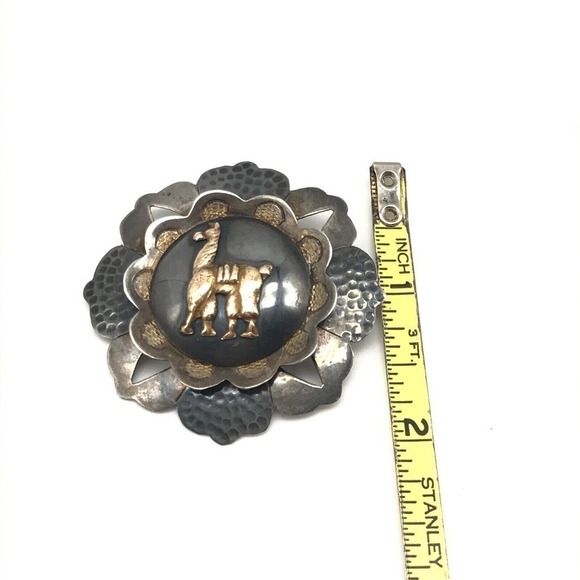 Vintage 925 Sterling Silver 18k Yellow Gold Camel Llama Brooch Pin Pendant - Picture 6 of 8